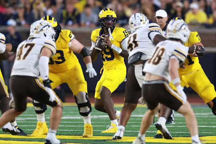 Bryce Underwood hits JJ Buchanan for 47-yard hail mary as Michigan football survives Broncos near upset - ClickOnDetroit | WDIV Local 4