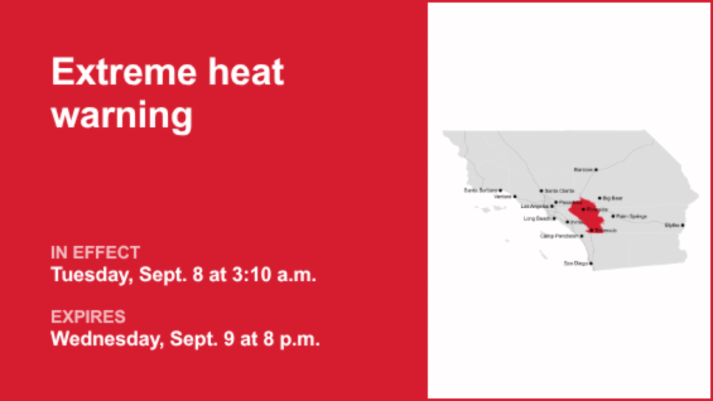 Extreme heat warning in place for Inland Empire until Wednesday evening – temperatures up to 100 degrees - pressenterprise.com