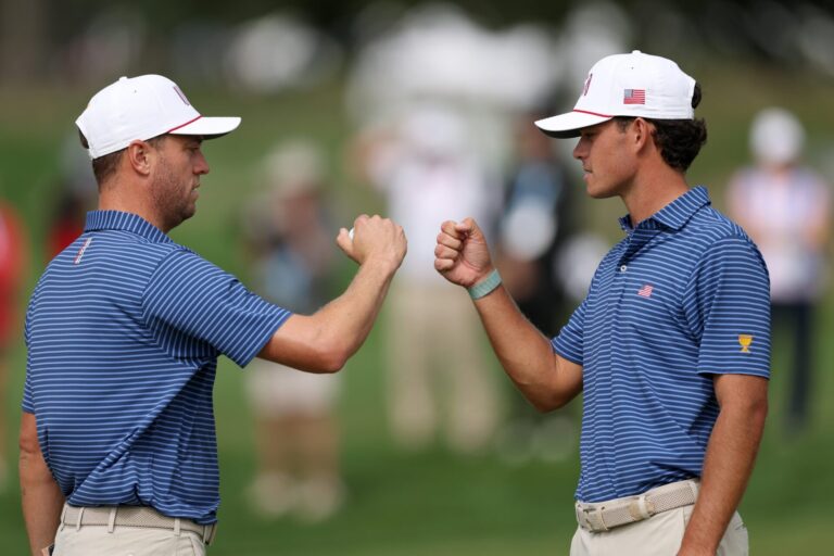 Justin Thomas reacts to having Jackson Koivun as his partner after winning on day one at the Presidents Cup - hitc.com