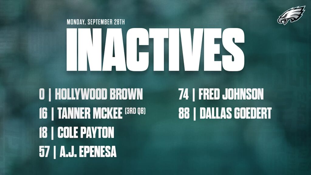Eagles at Bears Inactives - Philadelphia Eagles
