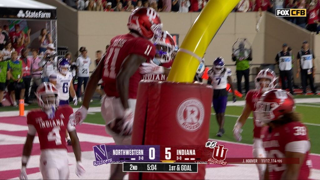 Josh Hoover finds Nick Marsh for 8-yard TD, extending Indiana's lead over Northwestern - FOX Sports
