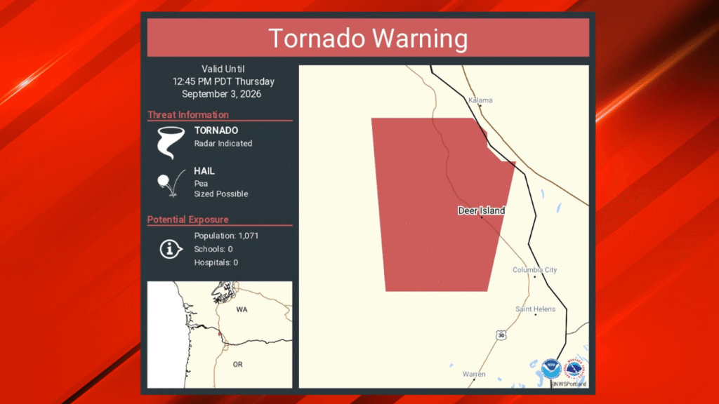 Tornado Warning issued for parts of Columbia County near St. Helens - KATU