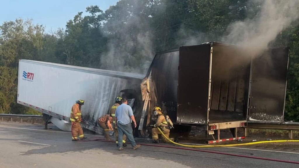Authorities respond to tractor-trailer fire along Fall Line Freeway in Washington County - WGXA