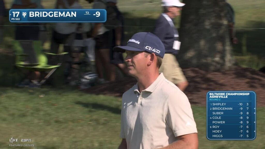 Jacob Bridgeman sinks 3-foot putt for birdie on No. 17 at Biltmore Championship - PGA Tour