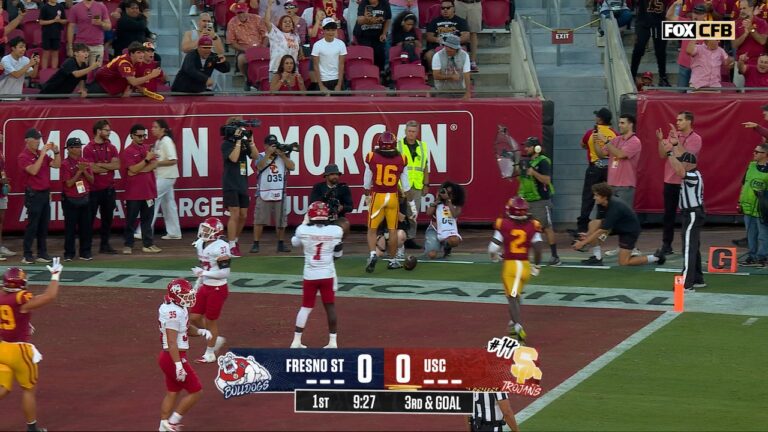 Jayden Maiava finds Tanook Hines for 8-yard-TD, giving USC the lead over Fresno State - FOX Sports