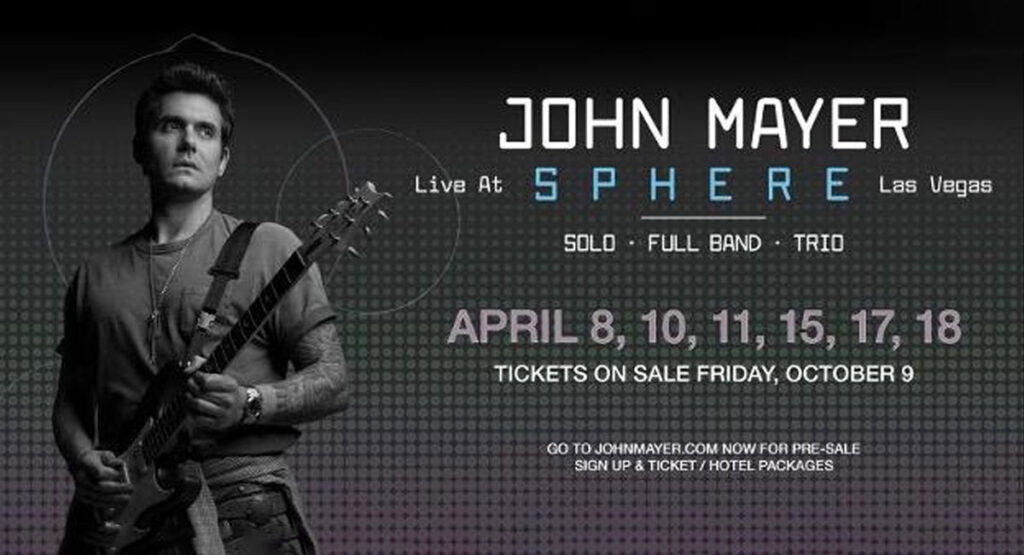 John Mayer Announces 2027 Sphere Las Vegas Run - Rock Cellar Magazine