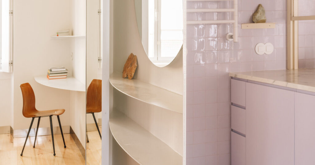 BUREAU uses color and translucency to reshape 44 sqm lilac apartment in lisbon - designboom.com