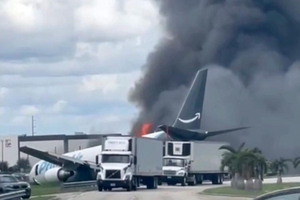 Amazon Boeing 767 jet crashes at Miami airport, terrifying video shows - New York Post