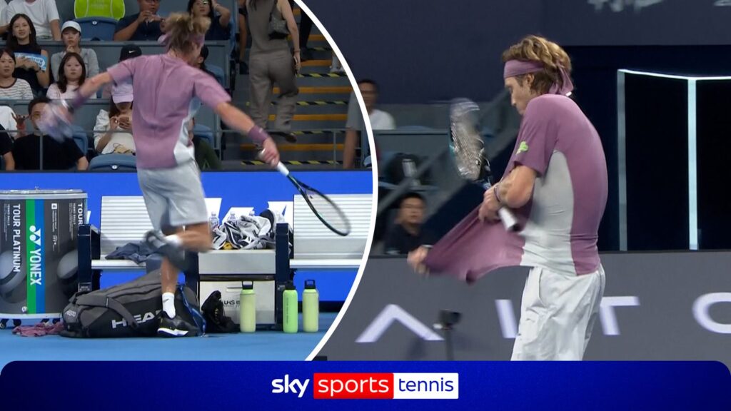 Andrey Rublev erupts into frustration as Hugo Gaston produces incredible comeback in the first-set - Sky Sports