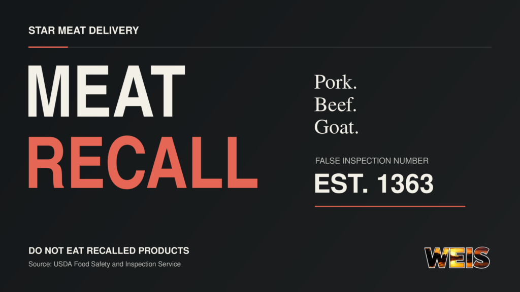 Star Meat Delivery recall affects pork, beef, and goat distributed nationwide - weisradio.com