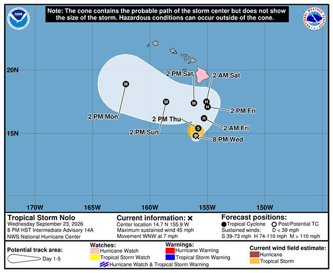 Tropical Storm Nolo to grow into hurricane as it moves toward Hawaii island - Honolulu Star-Advertiser