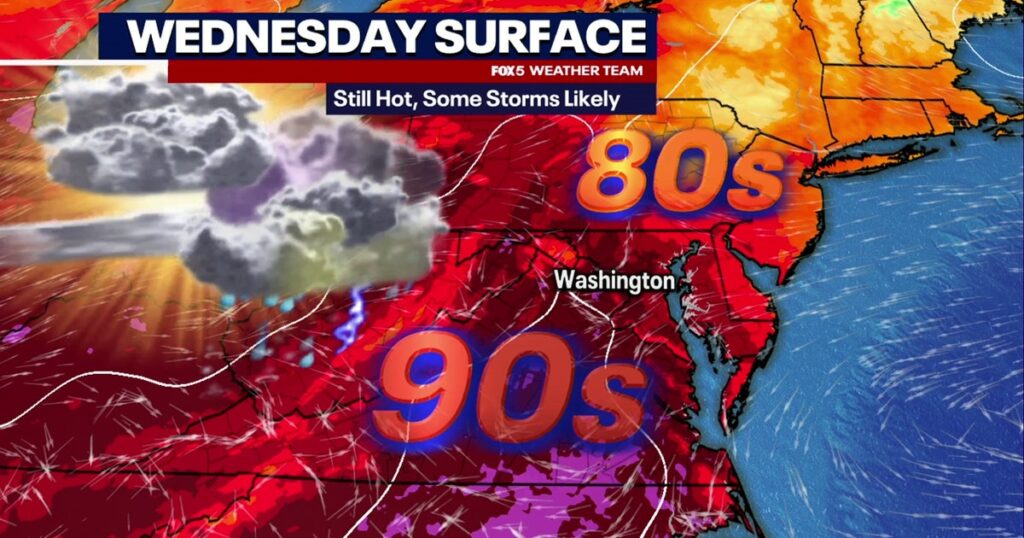 DC weather: Thunderstorms possible Wednesday as heat and humidity persist - FOX 5 DC