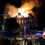 Video. Historic Limoges town hall engulfed in flames amid protests in France - Euronews.com