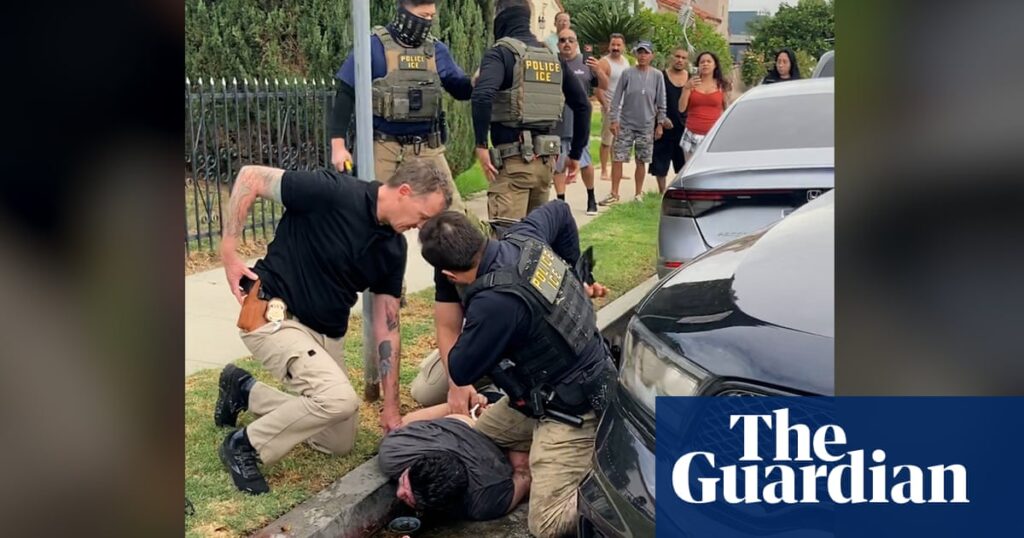 US citizen injured by ICE agents in California – video - The Guardian