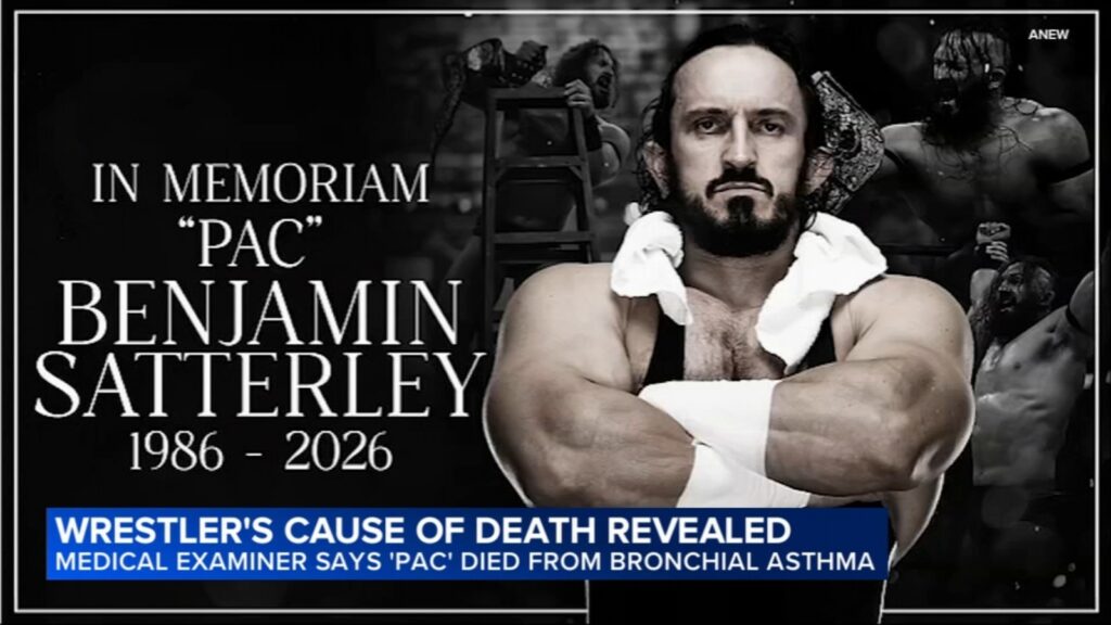 Cause revealed in death of wrestler Benjamin Satterley, known as 'Pac,' in Des Plaines after Hoffman Estates AEW competition - ABC7 Chicago