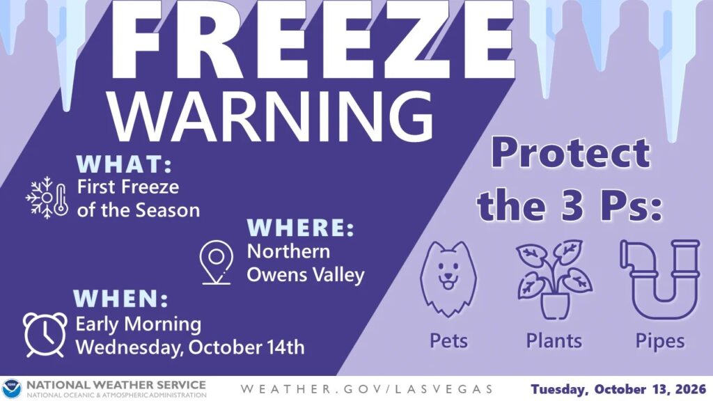 NWS Northern Owens Valley Freeze Warning - Sierra Wave