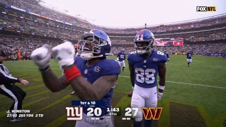 Giants' Jameis Winston finds Malik Nabers for 17-yard TD to tie game late in 4th quarter vs Commanders | NFL Highlights - FOX Sports
