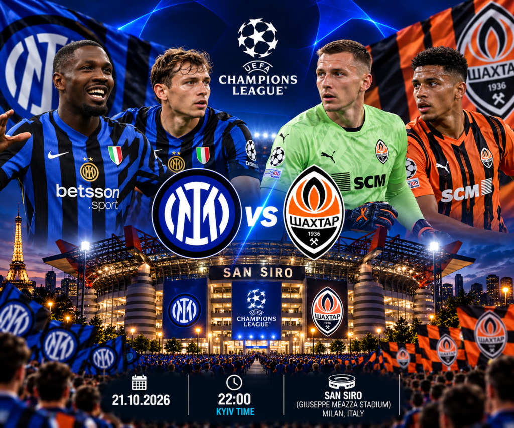 Inter — Shakhtar — where to watch video and text online broadcast of the Champions League match - Прямий