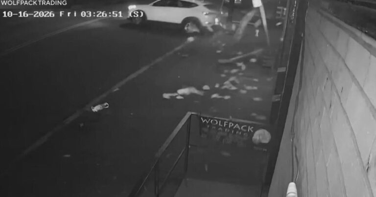 Police chase ends in crash into smoke shop - CBS News
