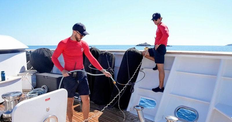(l-r) Nathan Gallagher and Joe Bradley on "Below Deck Mediterranean." - The Lufkin Daily News