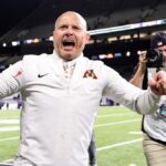 P.J. Fleck crowd surfs on 'Big Noon Kickoff' before Minnesota-Michigan - USA Today