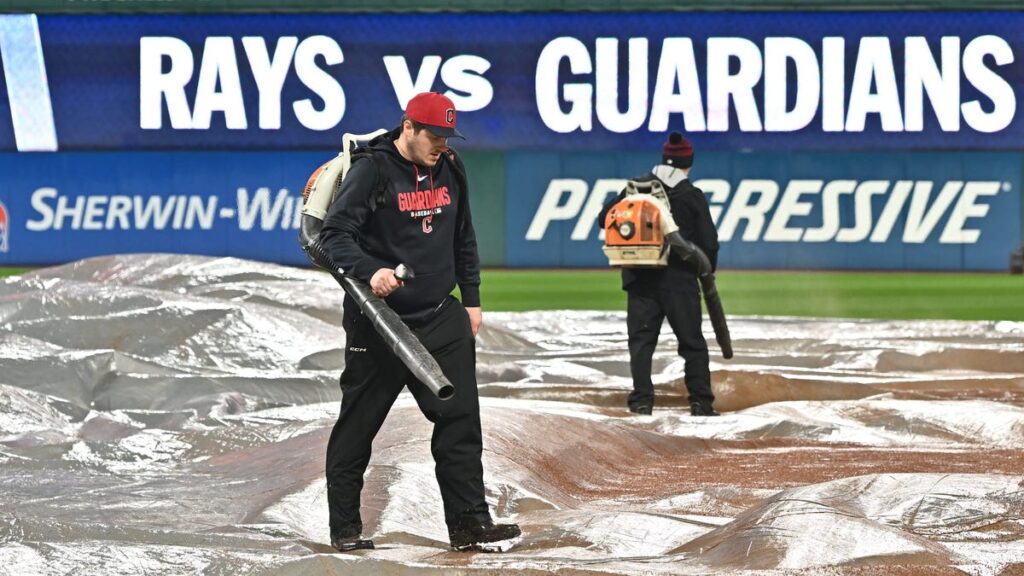 Guardians-Rays game in a rain delay with field water logged. Live updates - Akron Beacon Journal