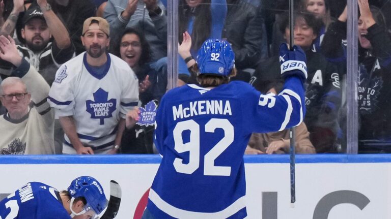 Maple Leafs’ Gavin McKenna Snipes Home 1st NHL Goal - heavy.com