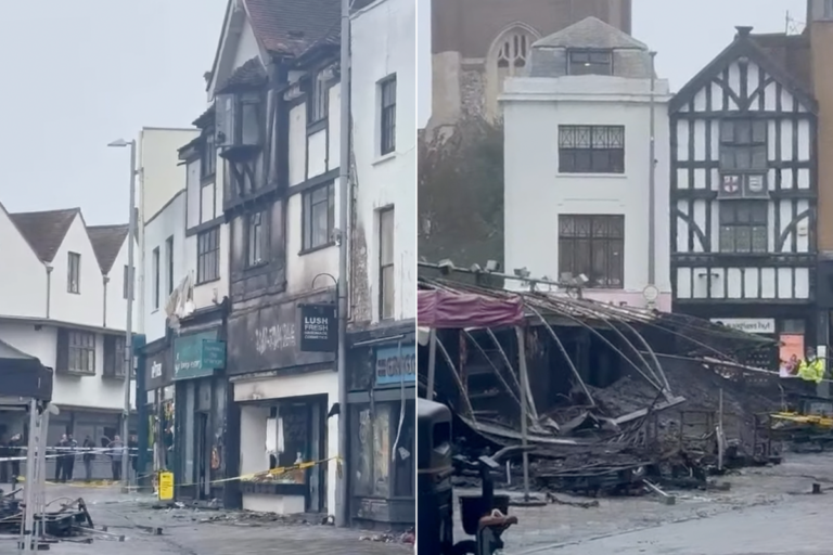 People evacuated as fire sweeps through historic market place - The Independent