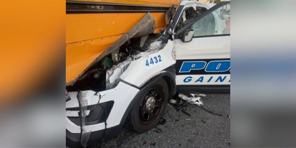 Police officer crashes patrol car into school bus stopped picking up children; 4 sent to hospital - WBBJ-TV