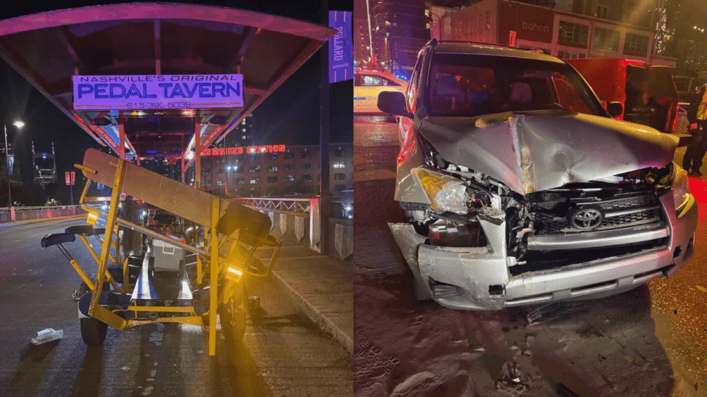 6 remain hospitalized after driver hits Pedal Tavern in downtown Nashville - KABB