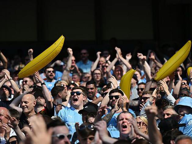 Why do Man City fans have inflatable bananas in away end vs Liverpool? - Football.co.uk