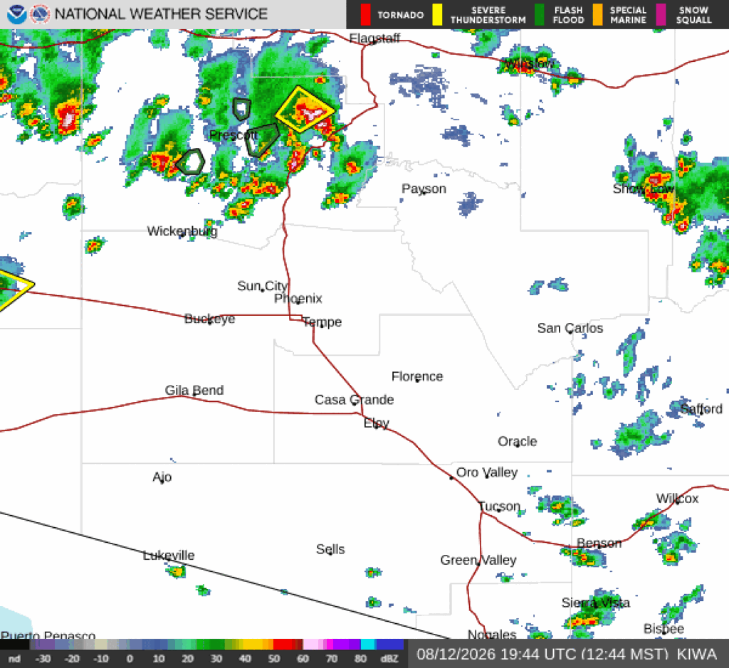 Severe thunderstorm warning issued for Phoenix area with 60 mph winds, 1-inch hail - Yahoo