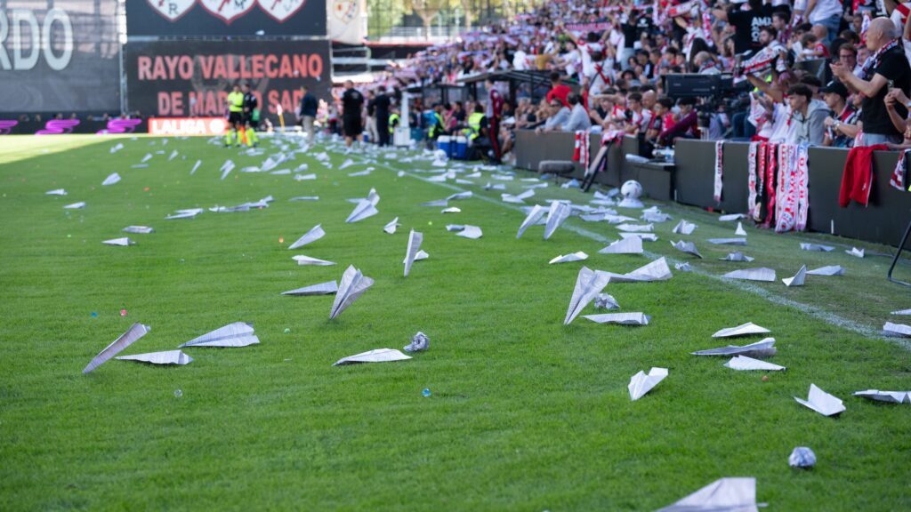 Chaos in Madrid: La Liga match abandoned after paper aeroplanes, seats and balls on the pitch - Goal.com