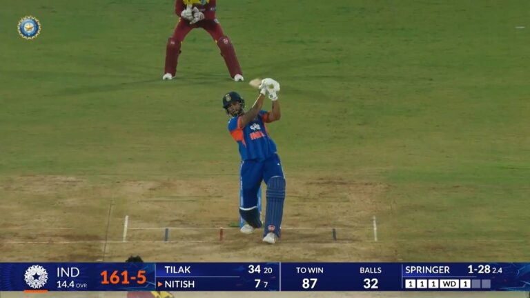 IND vs WI 2026, 4th T20I: Nitish Kumar Reddy Six - BCCI